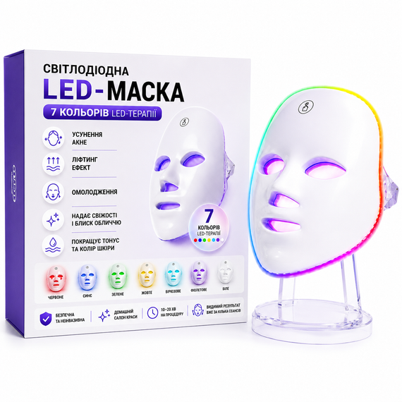 LED-маска для обличчя 7 в 1 бездротова фототерапія — омолодження та лікування акне | Зображення 9
