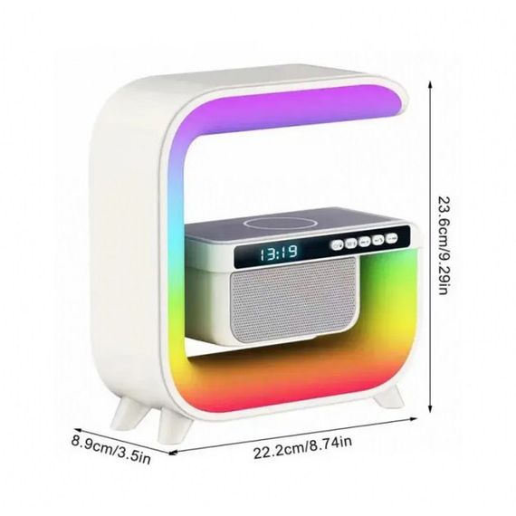 Ночник із колонкою та бездротовою зарядкою RGB G3 | Настільна смарт лампа | Нічник GE-386 світильник павербанк | Зображення 7