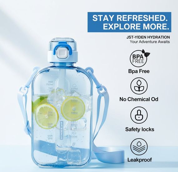 Спортивна пляшка для води SPORT (750 мл) — BPA-free пластик, блакитна | Зображення 8