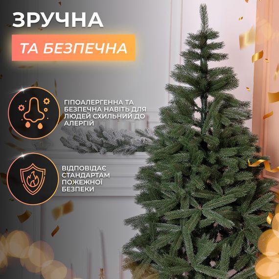 Штучна ялинка 1.3 м зелена, новорічна ялинка Косівська V8 ялинка штучна реалістична Преміум KOS-KOSGR13 | Зображення 4