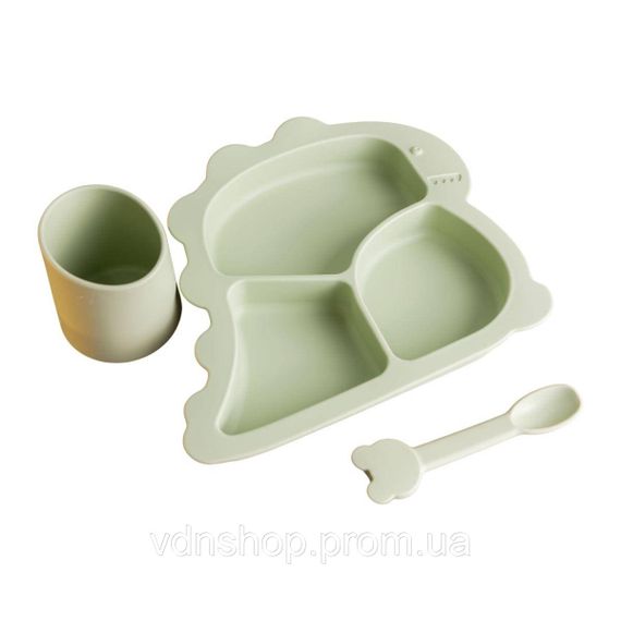 Дитячий набір силіконового посуду 3 предмети зелений HP34545G | Зображення 2