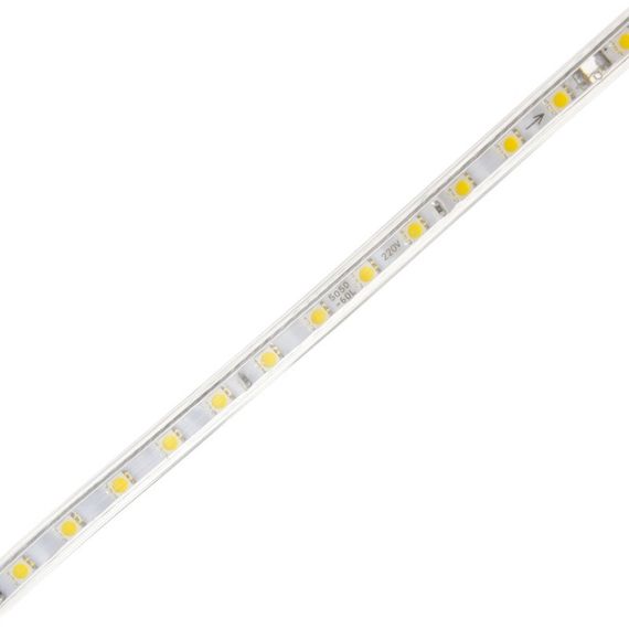 Светодиодная лента влагозащищенная теплый оттенок 220V 14.4W 5050 WW WHITE PCB IP67 1m (BY-027/60) | Зображення 1