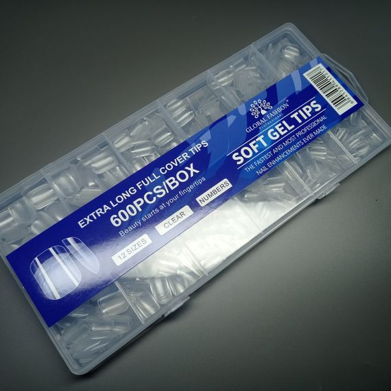 Гелевые мини-типсы для наращивания 600шт (квадрат) в боксе