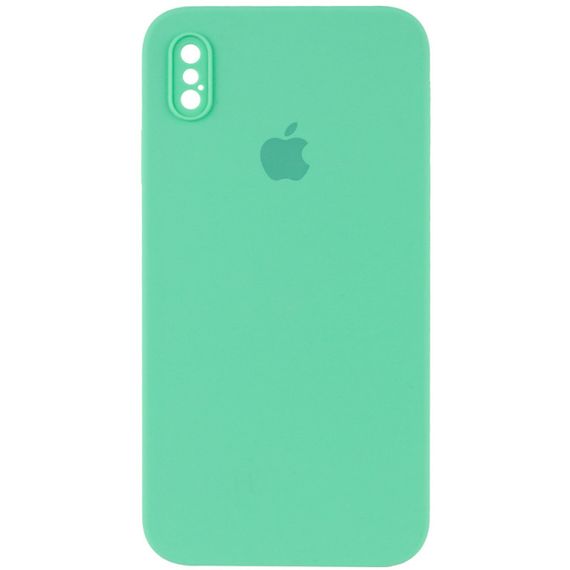 Чехол Silicone Case Square Full Camera Protective (AA) для Apple iPhone XS / X (5.8") Зеленый / Spearmint