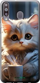 Чохол на Samsung Galaxy M30 Білий кіт "5646t-1682-2448"