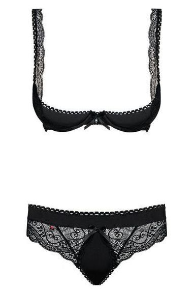 Комплект Obsessive MIAMOR SET S/M з відкритими грудьми, чорний sexstyle | Зображення 2