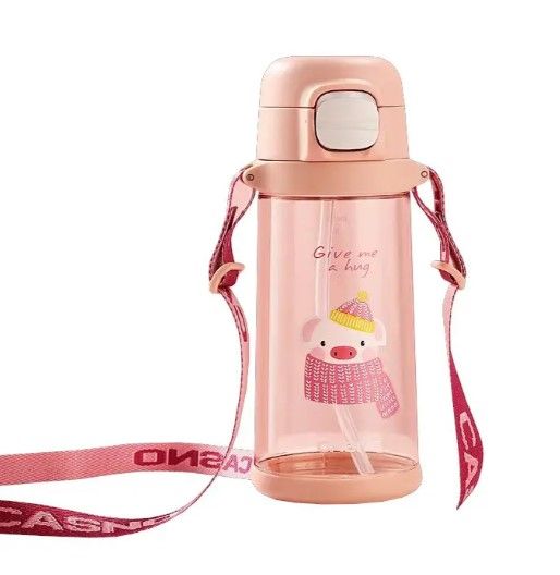 Пляшка для води Casno 690 мл KXN-1219 Рожева (Свинка) з соломинкою (KXN-1219_Pink) | Зображення 8