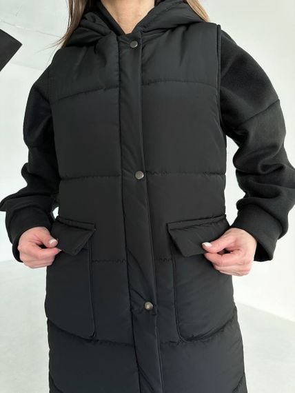 Женский длинный теплый жилет с капюшоном DA377 цвет черный, размер 42/44 | Зображення 3