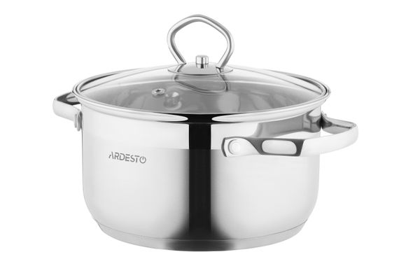 Кастрюля Ardesto Gemini Bari, стеклянная крышка, 2.3 л, нержавеющая сталь (AR1923SS)