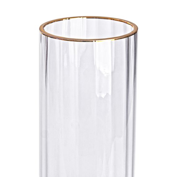 Декоративна ваза для квітів із прозорого скла із золотою окантовкою 25 см HP-1707 | Зображення 1