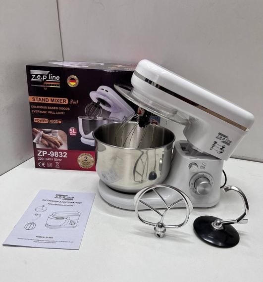 Тестомес миксер 3 в 1 Zepline ZP-9832 White 3500 Вт 5 л белый | Зображення 1