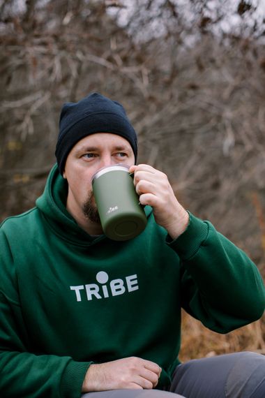 Чашка-термос Tribe Adventure Mug 450 мл, Термокружка трайб для походу, відпочинку та риболовлі, Оливковий | Зображення 9