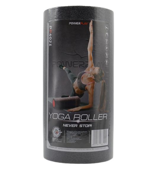 Масажний ролик (роллер) гладкий PowerPlay 4021 Fitness Roller Чорно-червоний (30x15см.) | Зображення 8
