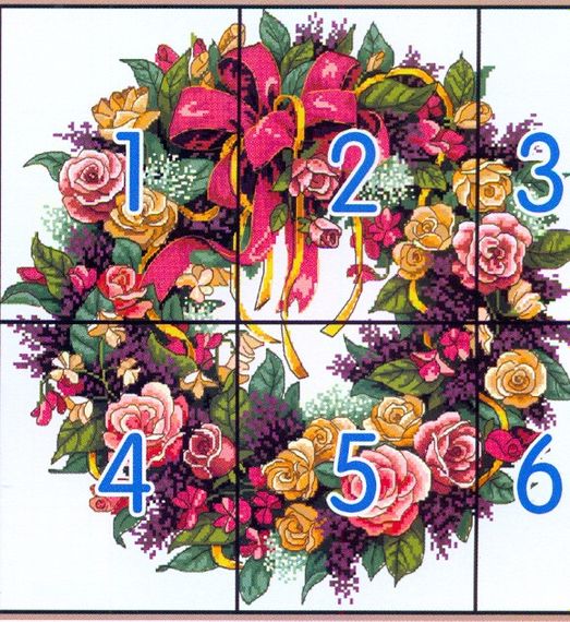 Набір для вишивання за нанесеною на канву схемою "A wreath of roses" . AIDA 14CT printed, 45*45 см | Зображення 2