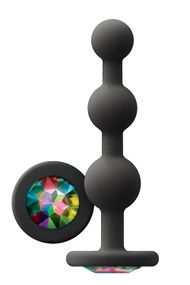 Анальна пробка з кристалом GLAMS RIPPLE RAINBOW Gem BLACK Sex Aura