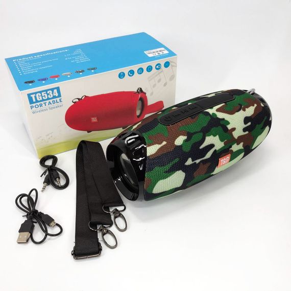 Портативна Bluetooth колонка TG534 SD IPX5 з ремінцем, гучна блютуз колонка. Колір: камуфляж | Зображення 9