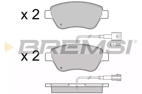 Колодки передні гальмівні Nemo/Bipper 08- (BOSCH) (122,8x53,6) з датчиком, Bremsi (BP3425) | Зображення 2
