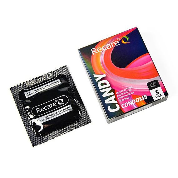 Презервативы Holographic Recare Delay Candy Condoms 3 шт, пролонгировочный эффект, конфетный аромат | Зображення 1