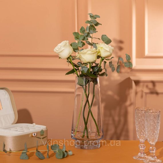 Стеклянная декоративная ваза для цветов 30 см прозрачная ваза для интерьера 2.6 л HP-10-19 | Зображення 2