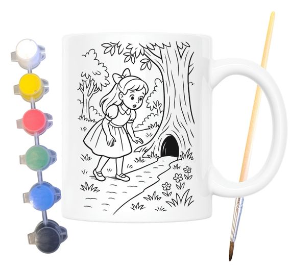 Набір для творчості кружка розмальовка за мотивами Аліса в Країні Чудес (Льюїс Керрол) 330 мл біла (КР0195) | Зображення 1