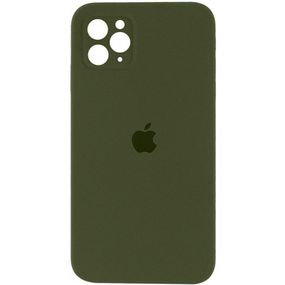 Чохол Silicone Case Square Full Camera Protective (AA) для Apple iPhone 11 Pro Max (6.5") Зелений / Dark Olive