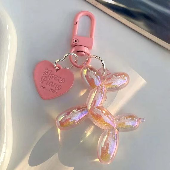 Брелок собака песик Balloon Dog перламутровий рожевий