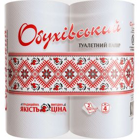 Туалетная бумага Обухівський 2 слоя белая 4 рулона (4820003833827) - Топ Продаж!