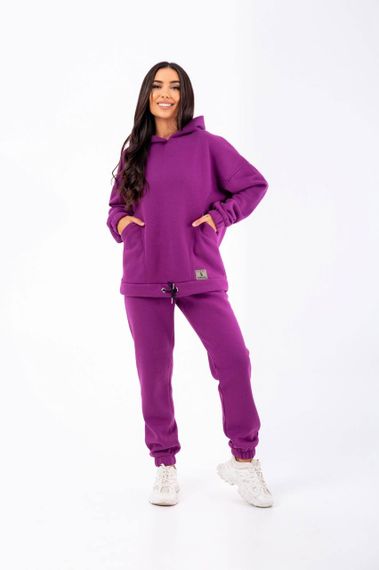 Женский теплый спортивный костюм на флисе худи и штаны NB23038 цвет фуксия, размер 42/44 | Зображення 1