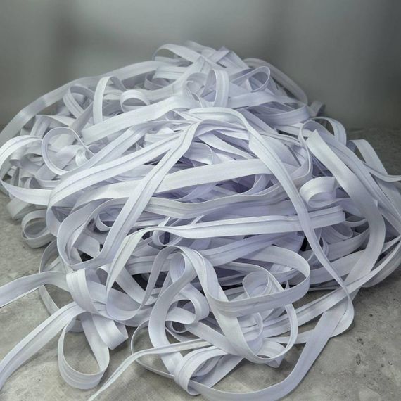 1,5 см Бавовняна коса бейка 50% ПЕ, - НА ВІДРІЗ - біла | Зображення 1