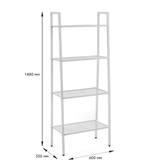 Стелаж-етажерка чотириярусний з металу 60х35х148см Білий SW-00002104 | Зображення 2