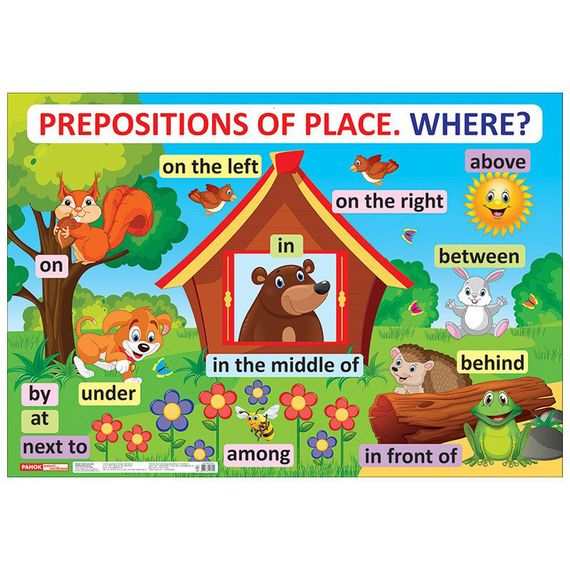 Учебный плакат Английский язык Предлоги места 15104151 формат 61 х 88 см