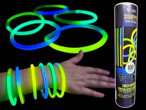 Неонові браслети-палички Snappy neon-sticks двоколірні що світяться 100 шт