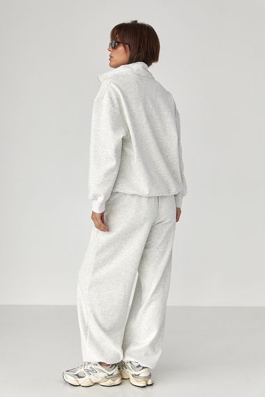 Теплий спортивний костюм з написами - світло-сірий цвет, M/L (є розміри) | Зображення 1