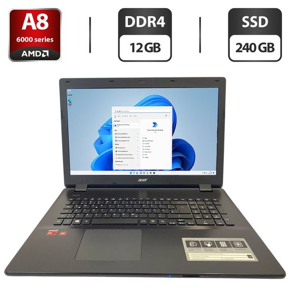 Ноутбук Acer Aspire E5-721 / 17.3" (1600x900) TN / AMD A8-6410 (4 ядра по 2.0 - 2.4 GHz) / 12 GB DDR5 / 240 GB SSD / AMD Radeon R5 Graphics / WebCam б/у