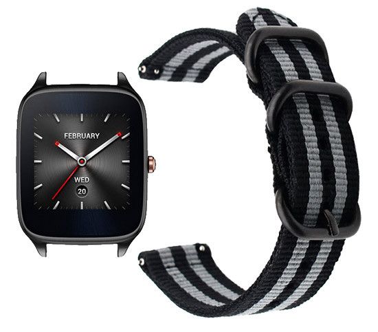 Нейлоновый ремешок Primo Traveller для часов Asus ZenWatch 2 (WI501Q) - Black&Grey
