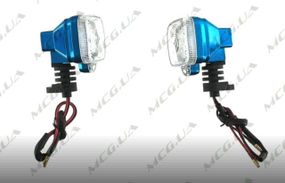 Поворот светодиодный, квадрат   (9 LED, синий, Г-обгазный, белое стекло)   JS
