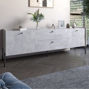 Тумба під телевізор з шухлядами LION Wood з чорними ніжками 180х50х40 см Бетон (LION-043122)