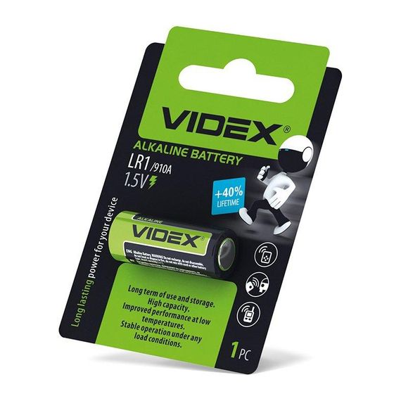 Батарейка лужна Videx LR1 1шт BLISTER | Зображення 1