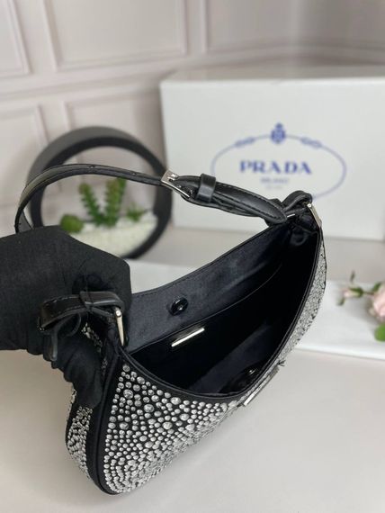 Женская сумка Prada Cleo satin bag wit crystals  wb033 | Зображення 4