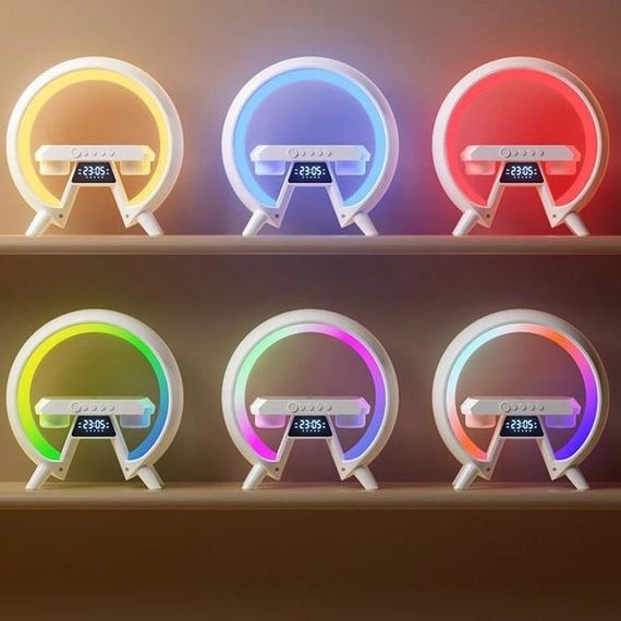 LED Лампа нічник з бездротовою зарядкою та Bluetooth динаміком G-Lite XM-X63, Годинник хамелеон з будильник | Зображення 9