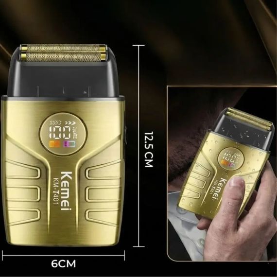 Електрична бритва для чоловіків, від USB, 1400 мА·год, Kemei T401, Золотиста / Чоловіча електробритва акумуляторна/ Шейвер | Зображення 3