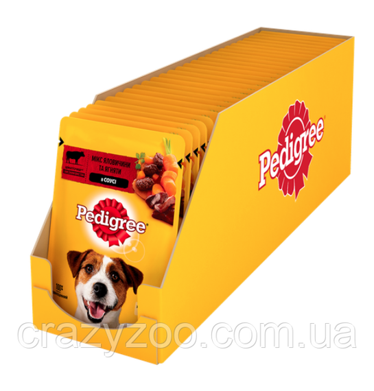 Вологий корм для собак Pedigree мікс з яловичиною та ягнятком у соусі 100 г 262531 | Зображення 1