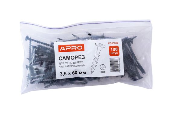 Саморез по дереву Apro - 3,9 x 60 мм (100 шт.) (FD39060) | Зображення 1