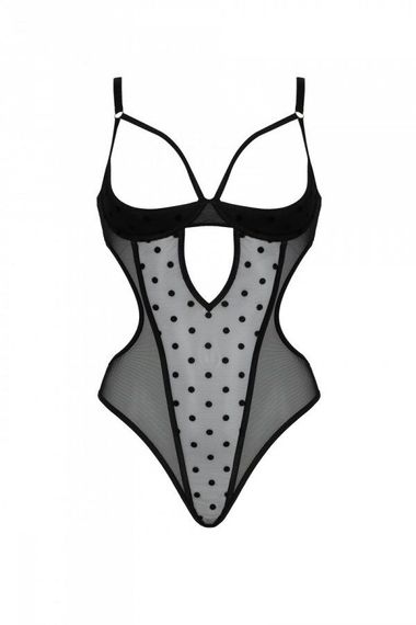 Еротичне боді Passion MARINA BODY, XXL/XXXL, black, з відкритими чашками | Зображення 2