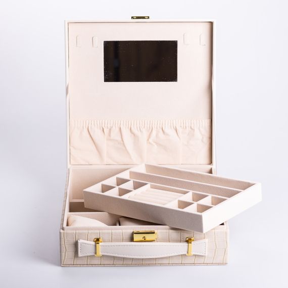 Шкатулка для украшений из эко кожи 2 яруса органайзер для ювелирных изделий | Зображення 2