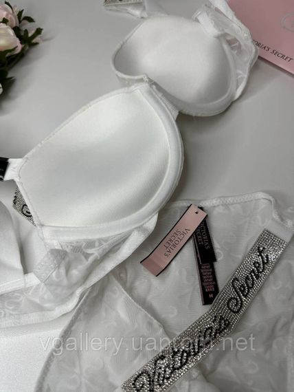 Комплект жіночої спідньої білизни Victoria's Secret зі стразами 85В, Білий | Зображення 3