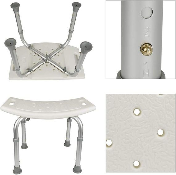 Стілець-табурет для ванної і душу регульований, протиковзний, алюмінієвий 2010A | Зображення 2
