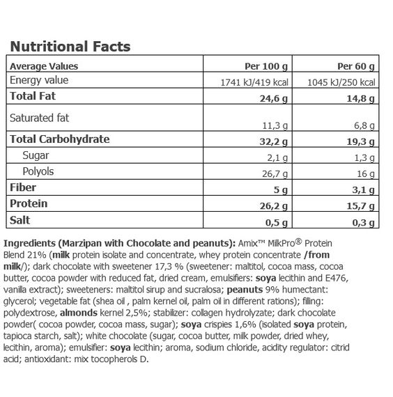 Протеїновий батончик Amix Nutrition TiggerZero Choco Protein Bar 60 g Marzipan Cake | Зображення 1