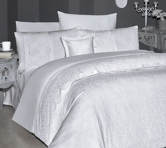 Комплект постільної білизни First Choice Vip Satin Moonlight 200x220 см Hilary White