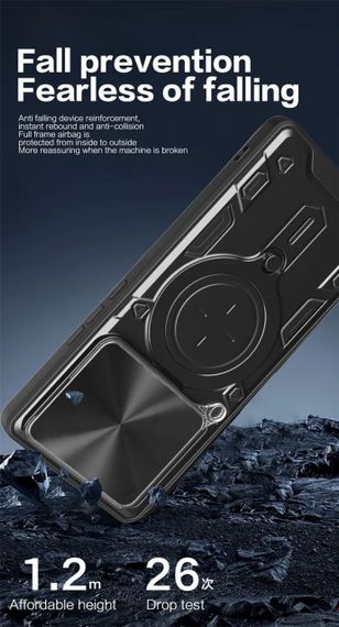 Чехол Magnetic Stand с защитой камеры для Poco F6 цвет Черный | Зображення 2